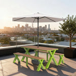 SOLARA 120/160/200cm Outdoor Set Umbrella & Chair Table Sunproof Waterproof Surface High-Temp Coated Steel Frame Strong Support Anti-Corrosion Design - Green