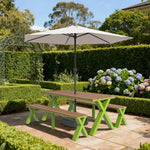 SOLARA 120/160/200cm Outdoor Set Umbrella & Chair Table Sunproof Waterproof Surface High-Temp Coated Steel Frame Strong Support Anti-Corrosion Design - Green