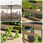 SOLARA 120/160/200cm Outdoor Set Umbrella & Chair Table Sunproof Waterproof Surface High-Temp Coated Steel Frame Strong Support Anti-Corrosion Design - Green