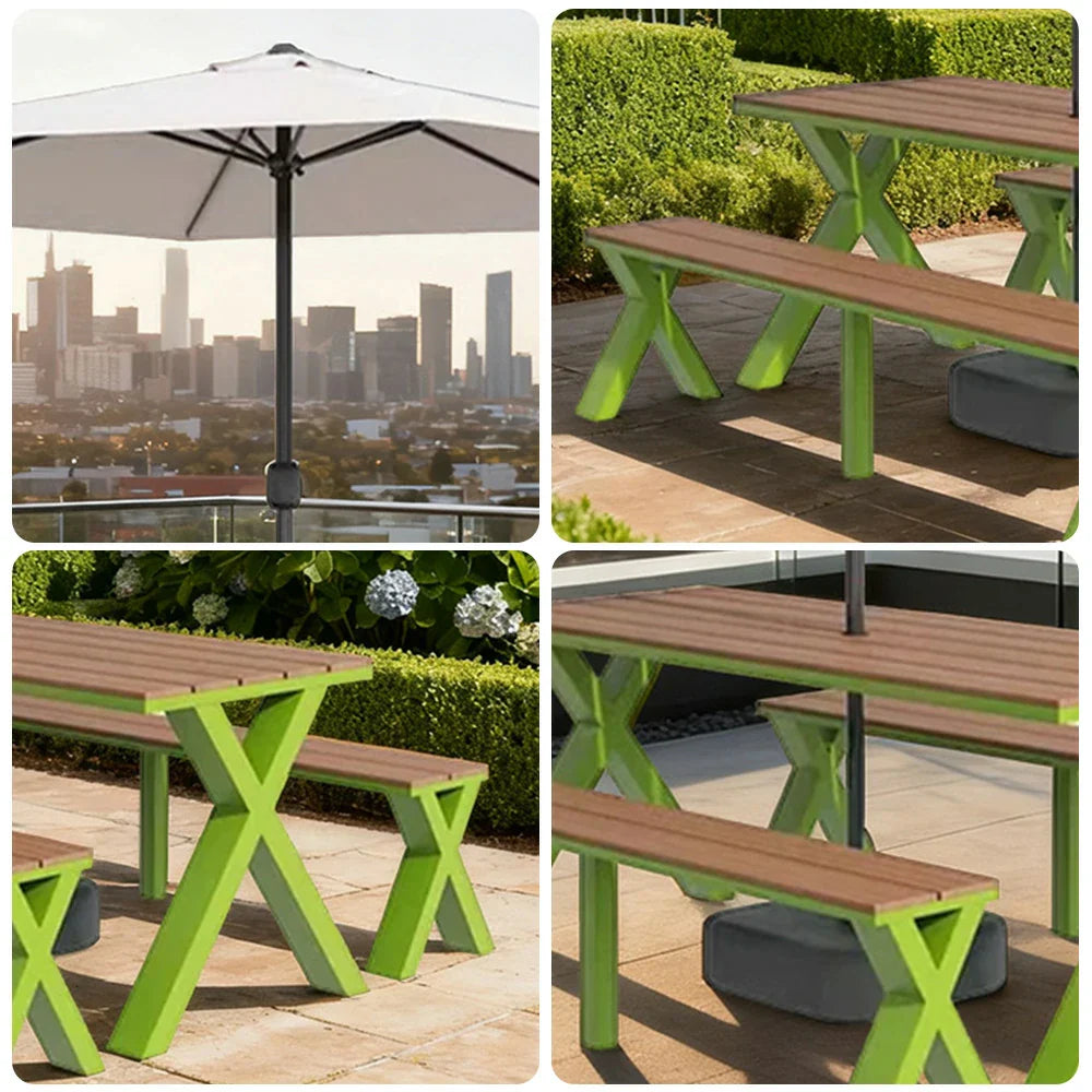 SOLARA 120/160/200cm Outdoor Set Umbrella & Chair Table Sunproof Waterproof Surface High-Temp Coated Steel Frame Strong Support Anti-Corrosion Design - Green