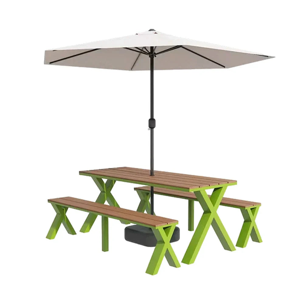 SOLARA 120/160/200cm Outdoor Set Umbrella & Chair Table Sunproof Waterproof Surface High-Temp Coated Steel Frame Strong Support Anti-Corrosion Design - Green