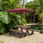 SOLARA 120/160/200cm Outdoor Set Umbrella & Chair Table Sunproof Waterproof Surface High-Temp Coated Steel Frame Strong Support Anti-Corrosion Design - Brown