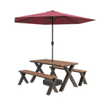 SOLARA 120/160/200cm Outdoor Set Umbrella & Chair Table Sunproof Waterproof Surface High-Temp Coated Steel Frame Strong Support Anti-Corrosion Design - Brown