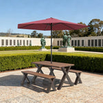 SOLARA 120/160/200cm Outdoor Set Umbrella & Chair Table Sunproof Waterproof Surface High-Temp Coated Steel Frame Strong Support Anti-Corrosion Design - Brown