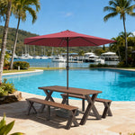 SOLARA 120/160/200cm Outdoor Set Umbrella & Chair Table Sunproof Waterproof Surface High-Temp Coated Steel Frame Strong Support Anti-Corrosion Design - Brown