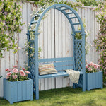 SOLARA Arch Patio Planter Wood 2 - Seat Boxes Outdoor Finnish Garden - with Furniture Solid Blue