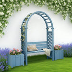 SOLARA Arch Patio Planter Wood 2 - Seat Boxes Outdoor Finnish Garden - with Furniture Solid Blue