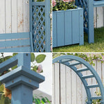 SOLARA Arch Patio Planter Wood 2 - Seat Boxes Outdoor Finnish Garden - with Furniture Solid Blue