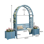 SOLARA Arch Patio Planter Wood 2 - Seat Boxes Outdoor Finnish Garden - with Furniture Solid Blue