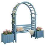 SOLARA Arch Patio Planter Wood 2 - Seat Boxes Outdoor Finnish Garden - with Furniture Solid Blue