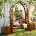 SOLARA Arch Furniture - Boxes Wood Finnish Patio Planter with Solid 2 Outdoor Garden Seat Brown