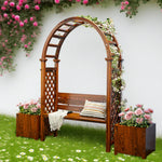 SOLARA Arch Furniture - Boxes Wood Finnish Patio Planter with Solid 2 Outdoor Garden Seat Brown