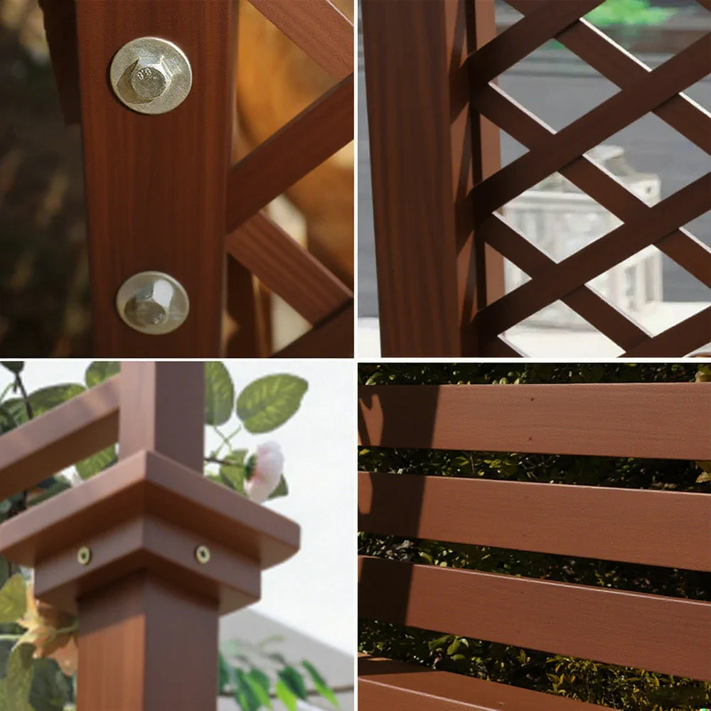 SOLARA Arch Furniture - Boxes Wood Finnish Patio Planter with Solid 2 Outdoor Garden Seat Brown