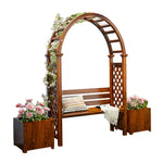 SOLARA Arch Furniture - Boxes Wood Finnish Patio Planter with Solid 2 Outdoor Garden Seat Brown