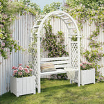 SOLARA Arch Wood Outdoor Patio Furniture 2 Planter - Seat Finnish Solid with Garden Boxes White