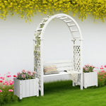 SOLARA Arch Wood Outdoor Patio Furniture 2 Planter - Seat Finnish Solid with Garden Boxes White