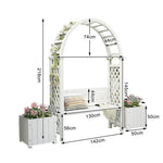 SOLARA Arch Wood Outdoor Patio Furniture 2 Planter - Seat Finnish Solid with Garden Boxes White