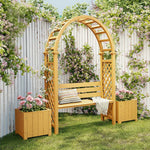 SOLARA Arch with Wood Finnish Furniture Boxes Outdoor Seat 2 - Planter Garden Solid Patio Yellow