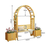 SOLARA Arch with Wood Finnish Furniture Boxes Outdoor Seat 2 - Planter Garden Solid Patio Yellow