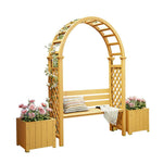 SOLARA Arch with Wood Finnish Furniture Boxes Outdoor Seat 2 - Planter Garden Solid Patio Yellow