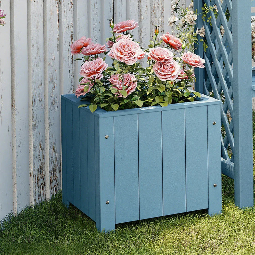 SOLARA Planter Garden - Finnish Box Patio Furniture - Wood Solid Outdoor 50x50x50 Blue
