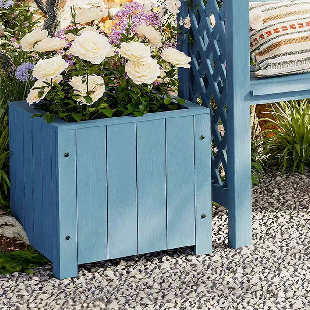 SOLARA Planter Garden - Finnish Box Patio Furniture - Wood Solid Outdoor 50x50x50 Blue