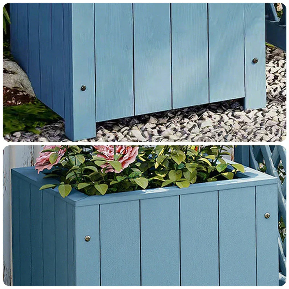 SOLARA Planter Garden - Finnish Box Patio Furniture - Wood Solid Outdoor 50x50x50 Blue