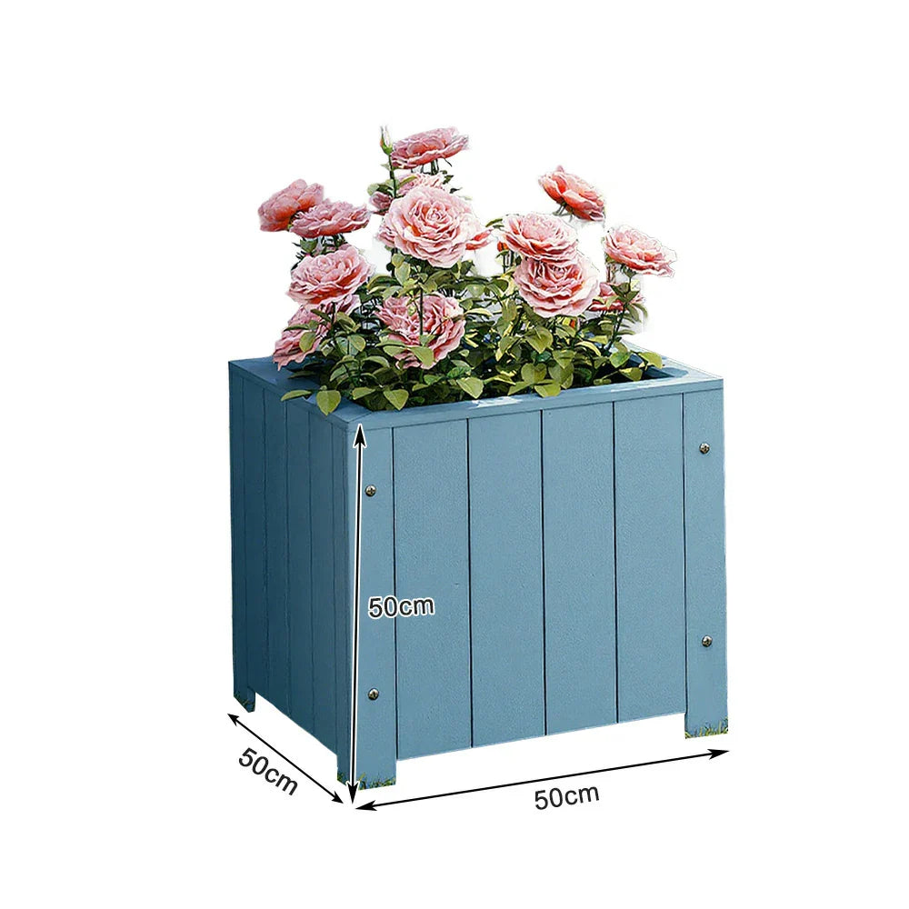 SOLARA Planter Garden - Finnish Box Patio Furniture - Wood Solid Outdoor 50x50x50 Blue