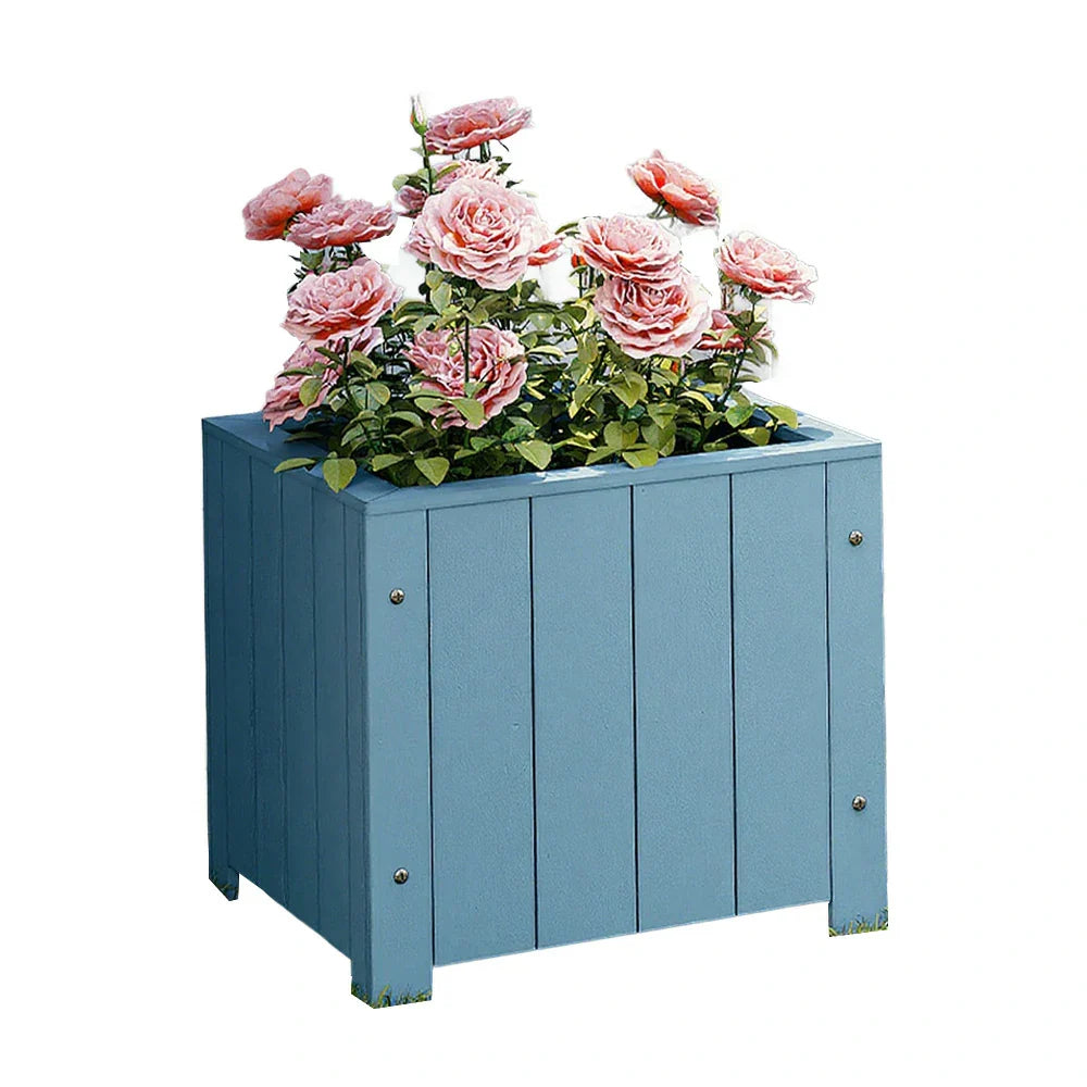 SOLARA Planter Garden - Finnish Box Patio Furniture - Wood Solid Outdoor 50x50x50 Blue