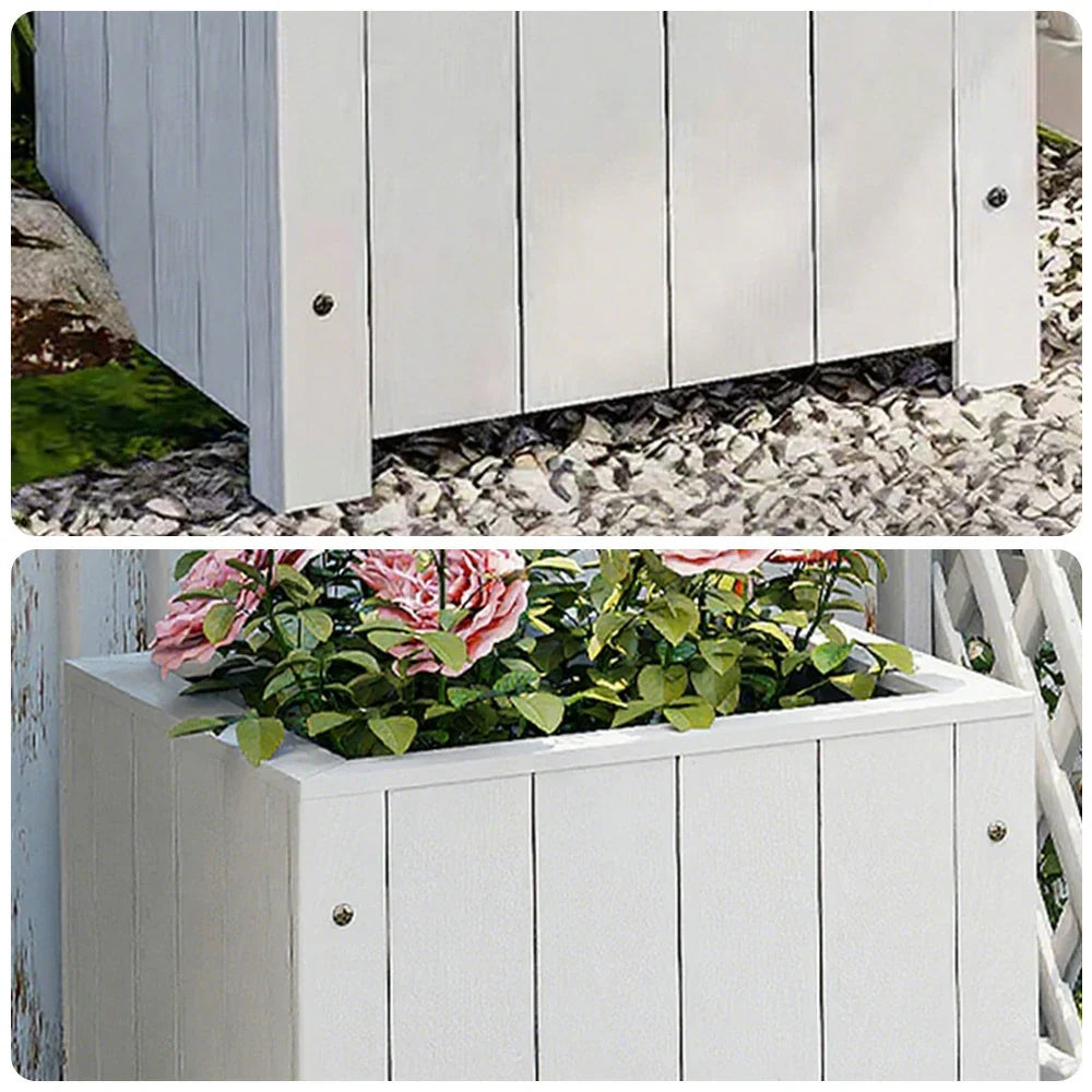 SOLARA Planter Wood Finnish Solid 50x50x50 - Box - Garden Furniture Patio Outdoor White