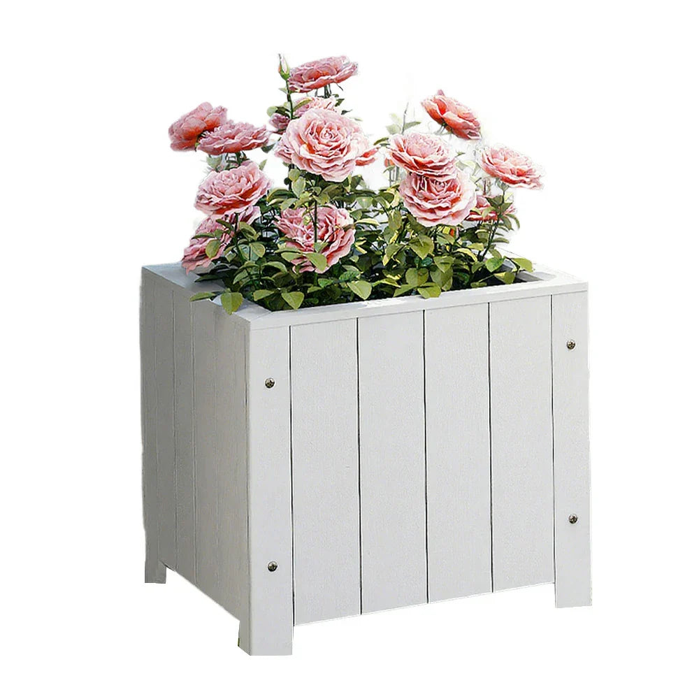 SOLARA Planter Wood Finnish Solid 50x50x50 - Box - Garden Furniture Patio Outdoor White