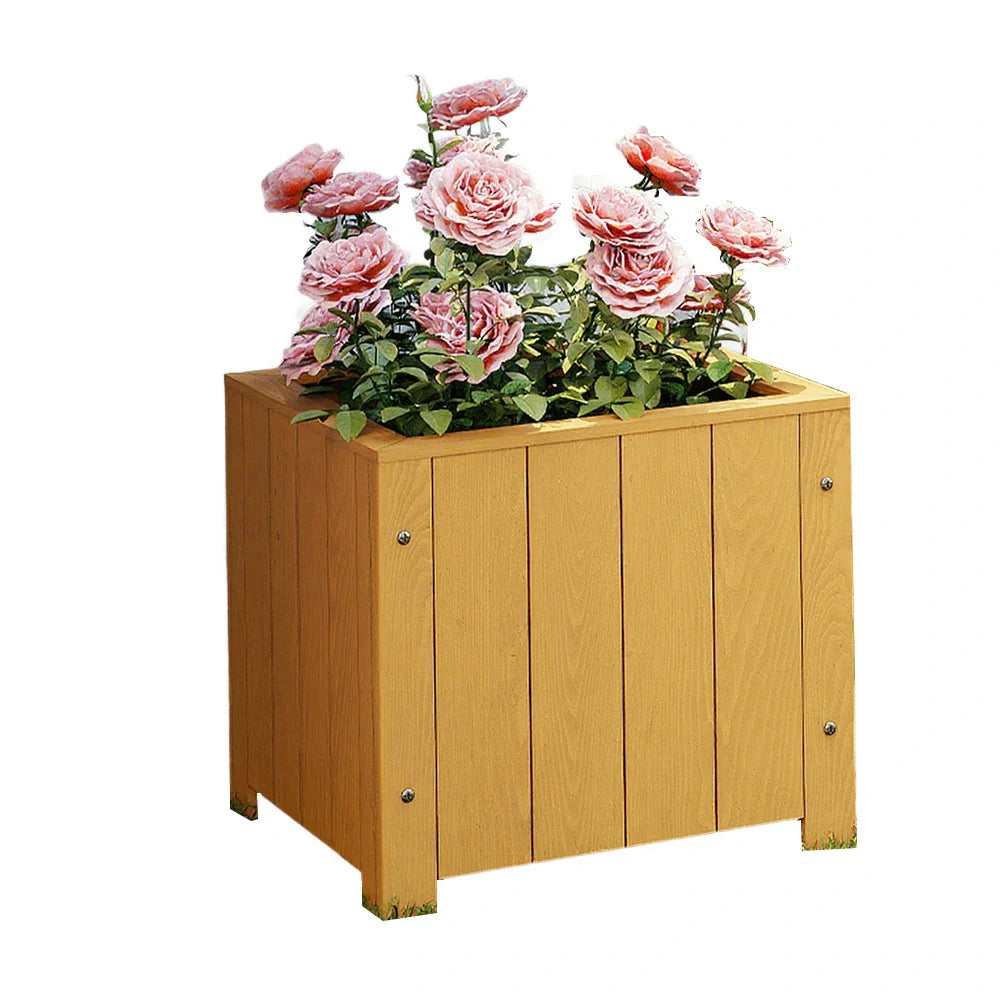 SOLARA Planter Garden Wood - Box Solid Finnish Outdoor - 50x50x50 Patio Furniture Yellow
