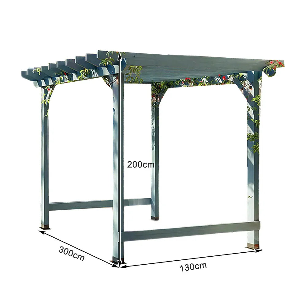 SOLARA Double-Row Wood, Finnish - 1.3m/2m Outdoor Garden Pergola 2m, - 3m x Solid Shade Patio x Blue