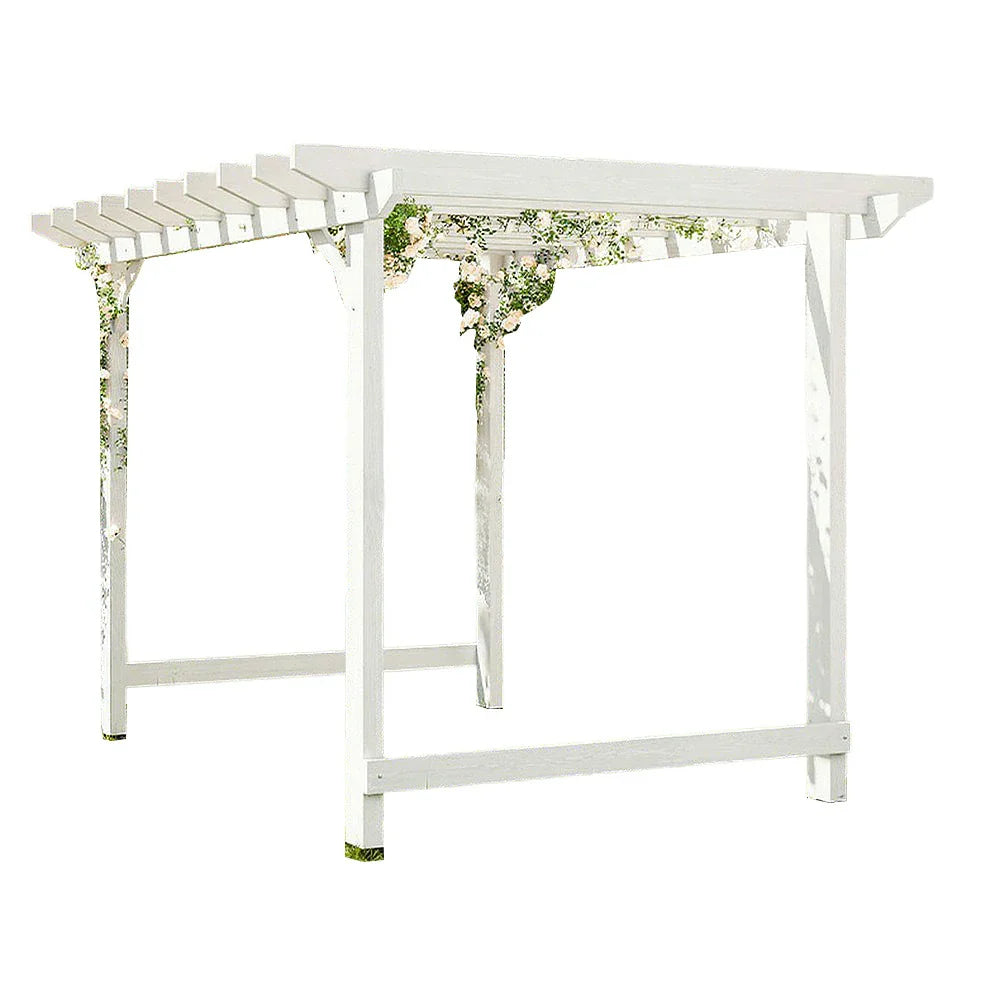 SOLARA Double-Row x Solid - Garden Pergola 3m Finnish x Outdoor - 2m, Shade Patio Wood, 1.3m/2m White
