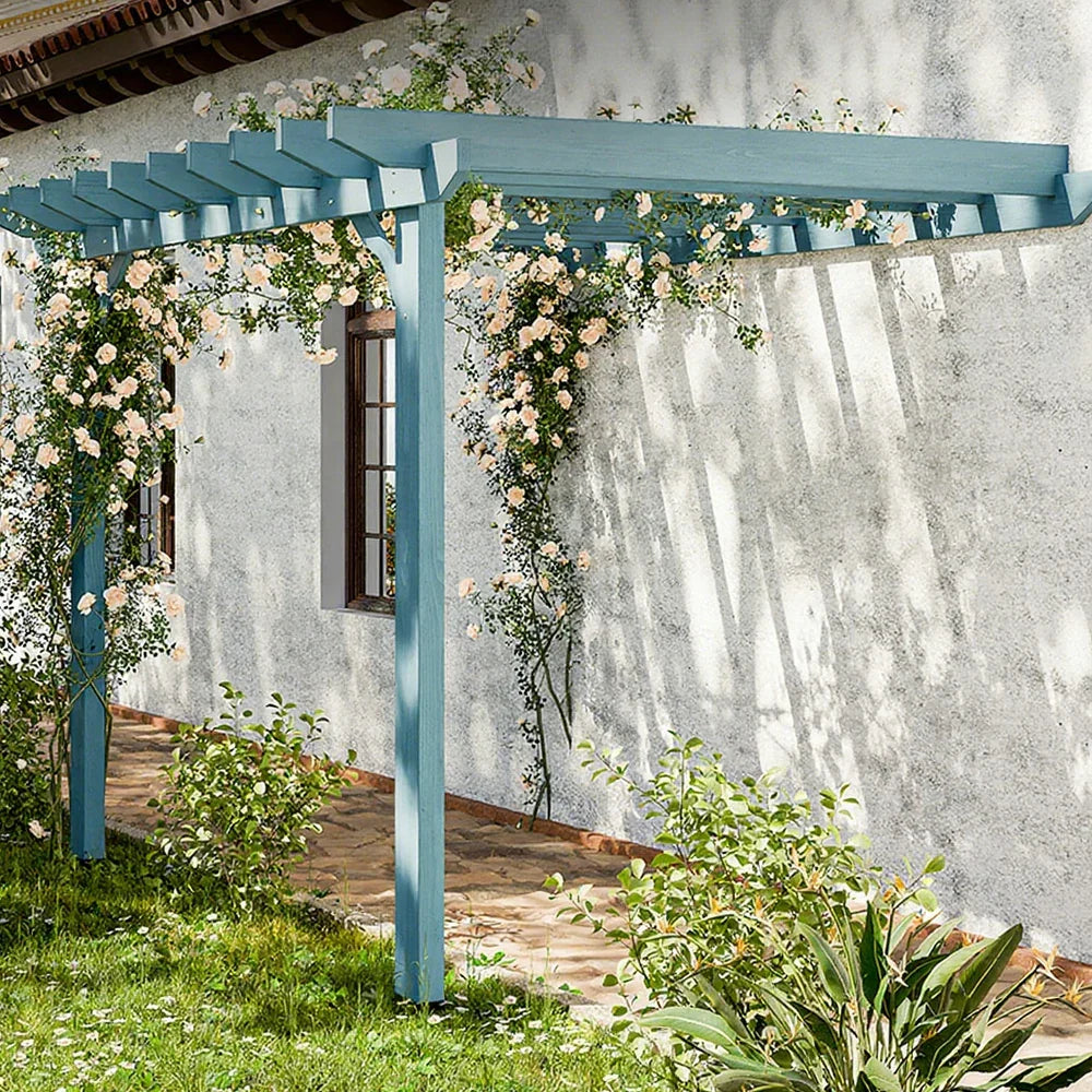 SOLARA Wall-Mounted Solid x - Patio Outdoor 1.3m/2m 3m Finnish - Garden Wood, Shade 2m, x Pergola Blue