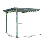 SOLARA Wall-Mounted Solid x - Patio Outdoor 1.3m/2m 3m Finnish - Garden Wood, Shade 2m, x Pergola Blue