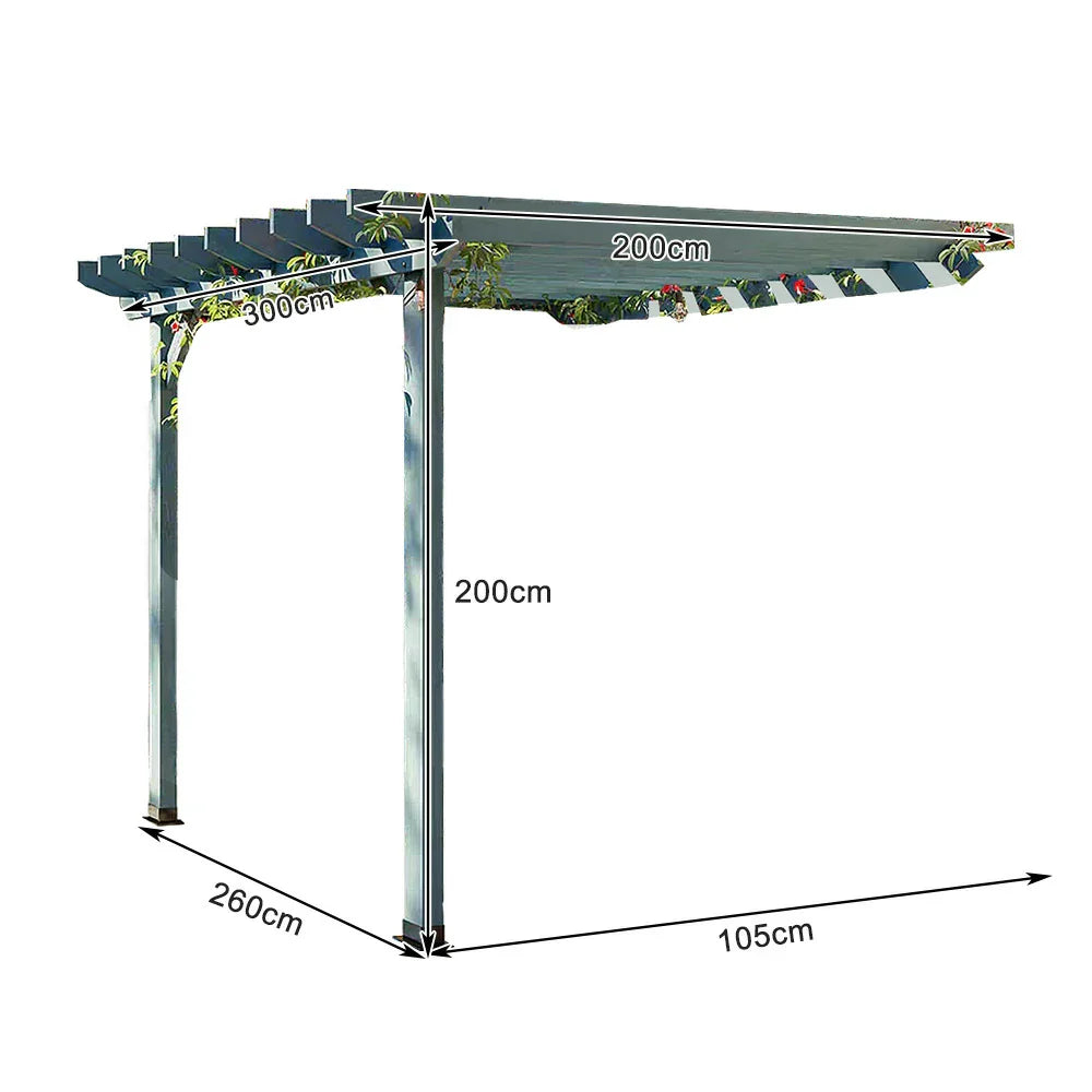 SOLARA Wall-Mounted Solid x - Patio Outdoor 1.3m/2m 3m Finnish - Garden Wood, Shade 2m, x Pergola Blue