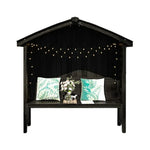 SOLARA Wooden Dual-Drainage with Pergola Solid Roof, Design Patio Twill Wood, Pitched - Finnish Garden Pavilion Outdoor Black