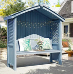 SOLARA Wooden Pergola Design Pavilion Twill Dual-Drainage Finnish Pitched - Roof, Patio Outdoor Garden Wood, - with Solid Blue