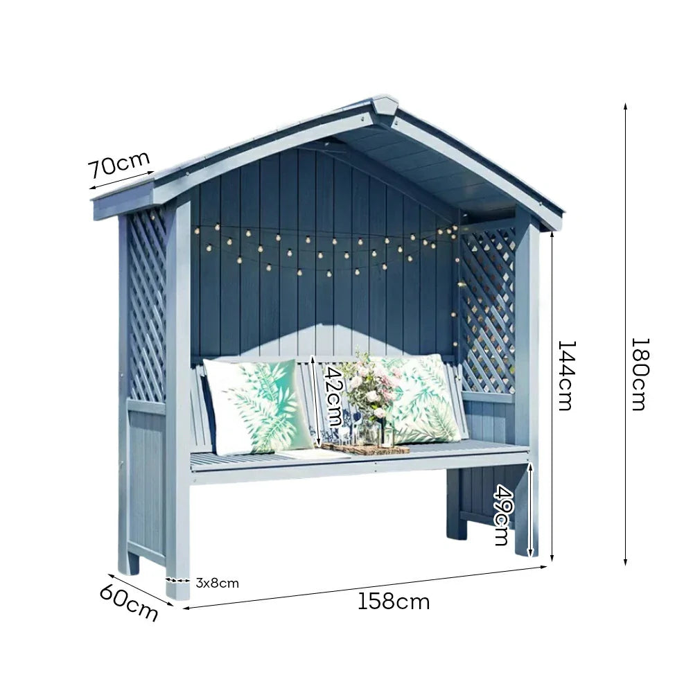 SOLARA Wooden Pergola Design Pavilion Twill Dual-Drainage Finnish Pitched - Roof, Patio Outdoor Garden Wood, - with Solid Blue