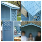 SOLARA Wooden Pergola Design Pavilion Twill Dual-Drainage Finnish Pitched - Roof, Patio Outdoor Garden Wood, - with Solid Blue