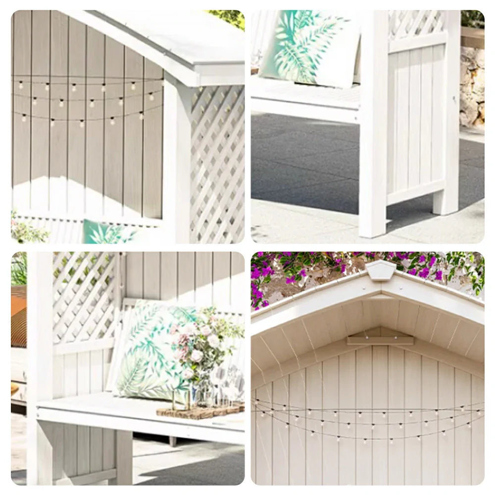 SOLARA Wooden Pitched Finnish Patio - Design Outdoor Solid Dual-Drainage Twill Garden Wood, Roof, - with Pergola Pavilion White