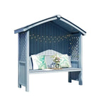 SOLARA Wooden Pergola Design Pavilion Twill Dual-Drainage Finnish Pitched - Roof, Patio Outdoor Garden Wood, - with Solid Blue