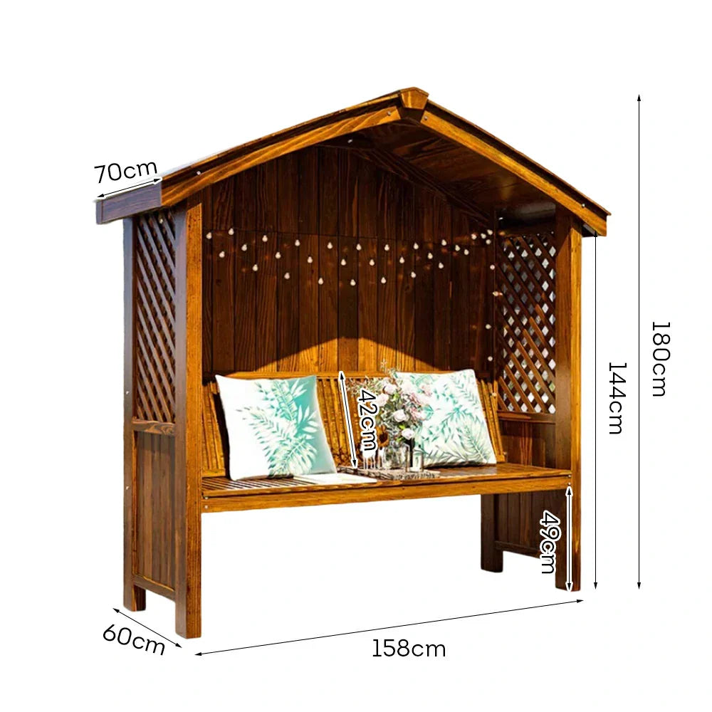 SOLARA Wooden Patio with Garden Pitched Finnish Design - Pergola Twill Dual-Drainage Wood, Solid - Outdoor Roof, Pavilion Brown