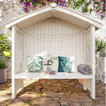 SOLARA Wooden Pitched Finnish Patio - Design Outdoor Solid Dual-Drainage Twill Garden Wood, Roof, - with Pergola Pavilion White