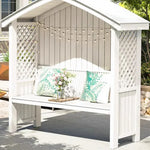SOLARA Wooden Pitched Finnish Patio - Design Outdoor Solid Dual-Drainage Twill Garden Wood, Roof, - with Pergola Pavilion White