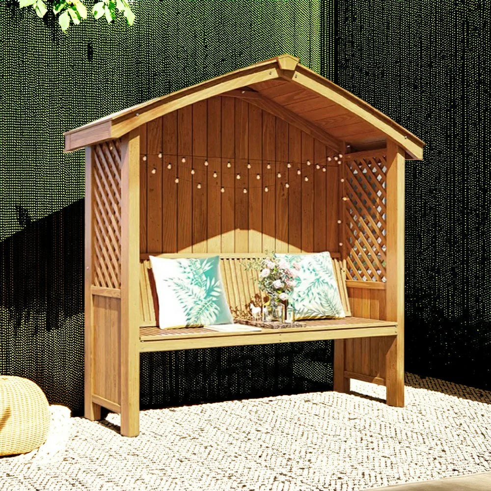 SOLARA Wooden Design - Pitched Patio Dual-Drainage Pavilion Solid - Finnish with Garden Twill Wood, Roof, Pergola Outdoor Yellow