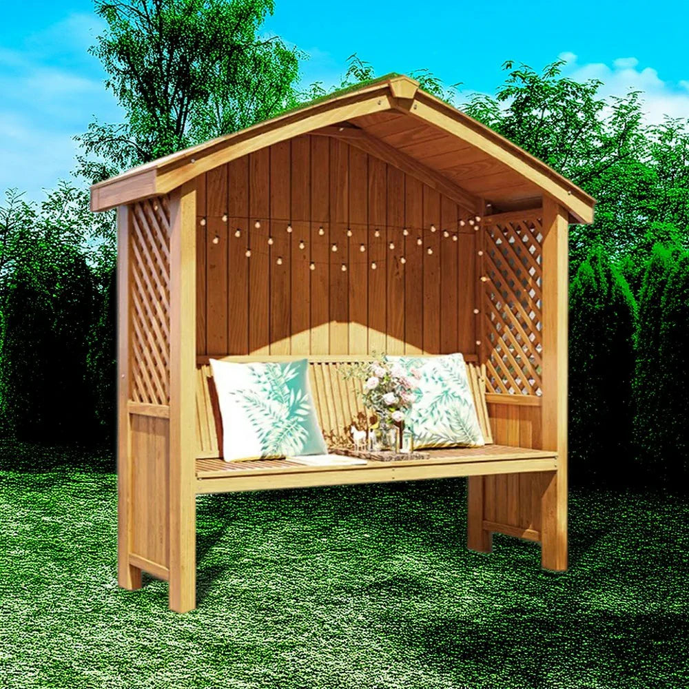 SOLARA Wooden Design - Pitched Patio Dual-Drainage Pavilion Solid - Finnish with Garden Twill Wood, Roof, Pergola Outdoor Yellow