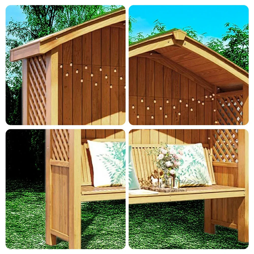 SOLARA Wooden Design - Pitched Patio Dual-Drainage Pavilion Solid - Finnish with Garden Twill Wood, Roof, Pergola Outdoor Yellow
