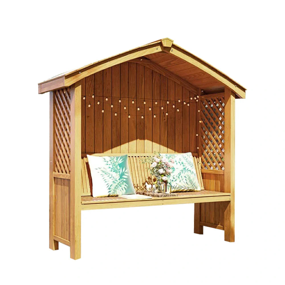 SOLARA Wooden Design - Pitched Patio Dual-Drainage Pavilion Solid - Finnish with Garden Twill Wood, Roof, Pergola Outdoor Yellow